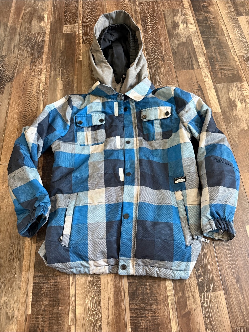 Volcom‎ Blue Plaid Kids Puffer Jacket